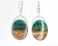 Java Wood Oval Opal Earrings