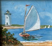 Edgartown Light with Sailboat