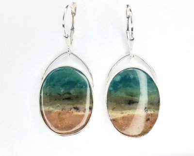 Kathleen Takleberry - Java Wood Oval Opal Earrings