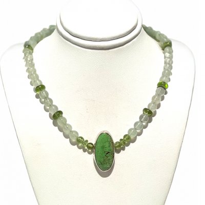 Kathleen Tackabury - Gaspeite, Prehnite and Peridot Pendant 